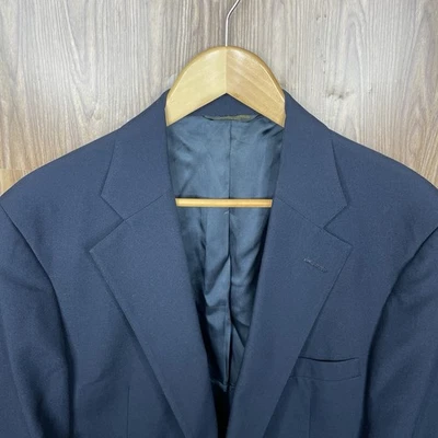 Chaqueta Blazer Palm Beach Para Hombre 44L Azul Marino Liso Lúpulo Dos Botones Hecha en EE. UU. Foto 1 de 4