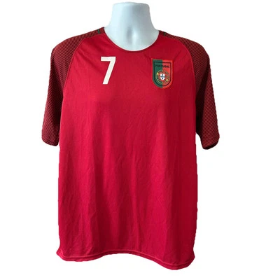 Christiano Ronaldo Portugal Red Jersey Men XL Soccer Portugal Patch Chest #7 - Image 1 of 4