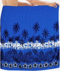 LA LEELA Men's Sarong Bath Swimsuit Pareo Wraps One Size Lapis Beach - Picture 1 of 3