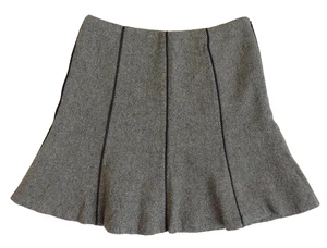 $198 Ralph Lauren Flounce-Bottom Tweed Wool Faux Leather A-Line Dress Skirt 18 - Picture 1 of 11