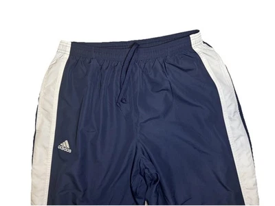 Y2K Adidas Pants Mens L Navy White ClimaProof Track Wind Zip Ankle Mesh Pants - Image 1 of 4
