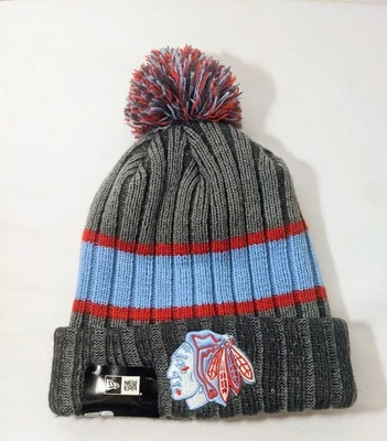 NHL Chicago Blackhawks New Era Pom Gorro Invierno Sombrero Hockey Fanático - OSFA Foto 1 de 4