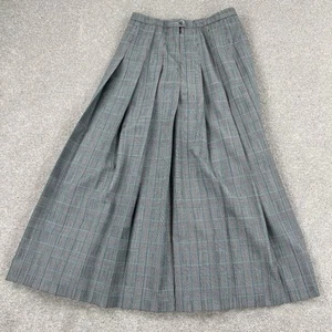 Vintage Pendleton 100% Wool Skirt Womens Sz 8 Plaid Black Green Pleated USA Made - Picture 1 of 11
