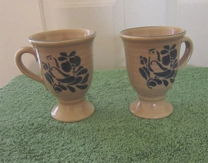 Set 2 tazze da tè caffè Pfaltzgraff FOLK ART gres uccellino blu - Foto 1 di 3