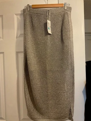 BNWT M&S Silver Metallic Midi Skirt, Medium - Image 1 of 4