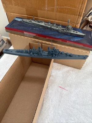 Built Up Waterline Destroyer, Cruiser, Military Ship Navy 9 1/4” Nicely Built 2x - Image 1 of 4