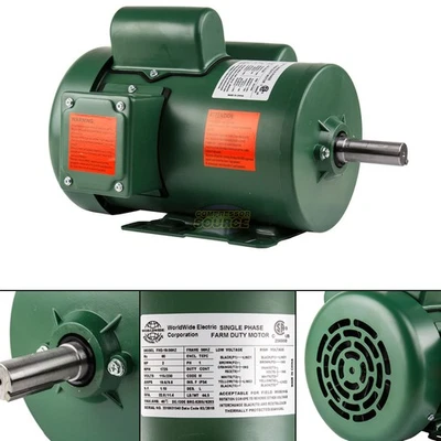 2 HP Single Phase Farm Duty Electric Motor 56HZ Frame 1800 RPM TEFC Enclosure - Image 1 of 4