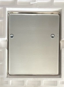 Pottery Barn Vtg Fixed Mirror Satin Nickel Silver Rounded French Cleat Mount - Picture 1 of 3