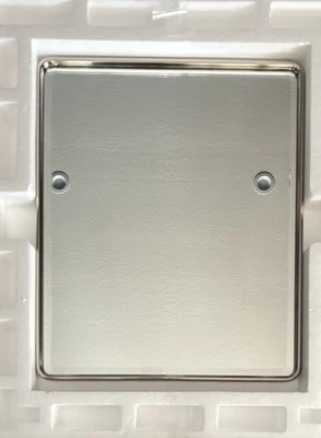 Pottery Barn Vtg Fixed Mirror Satin Nickel Silver Rounded French Cleat Mount - Image 1 of 3