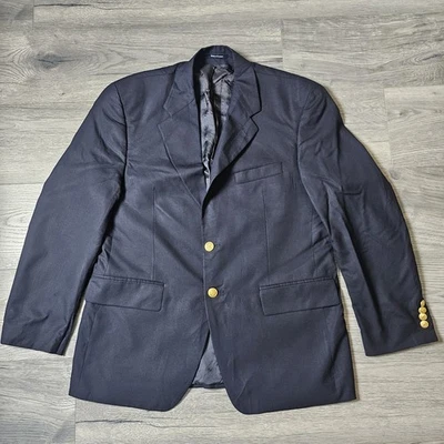 Chaps Ralph Lauren Wool Blazer Men's Size 40 Short Navy Gold Buttons Good Cndt - Image 1 of 4
