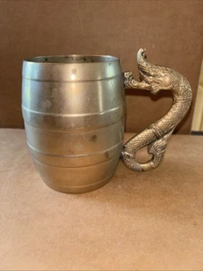 Vintage Dragon Handled Vintage Brass Beer Tankard Stein Mug Dragon Serpent LOCXX - Picture 1 of 17