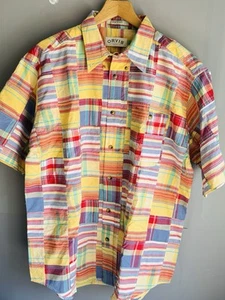 ORVIS Men Check Patch Work Short Sleeve Shirt L Large Multi Coloured Classic New - Picture 1 of 19