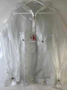Vintage Calvin Klein Clear PVC Rain Poncho See Through XL New Old Stock - Picture 1 of 6