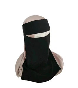 Hochwertiger schwarzer Full Niqab Nikab Soft Touch atmungsaktiver Gesichtsschleier  - Bild 1 von 17