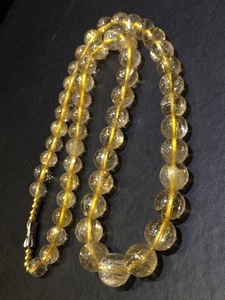 6.8-10.3mm Natural Gold Rutilated Titanium Quartz Crystal Bracelet AAA - Picture 1 of 9