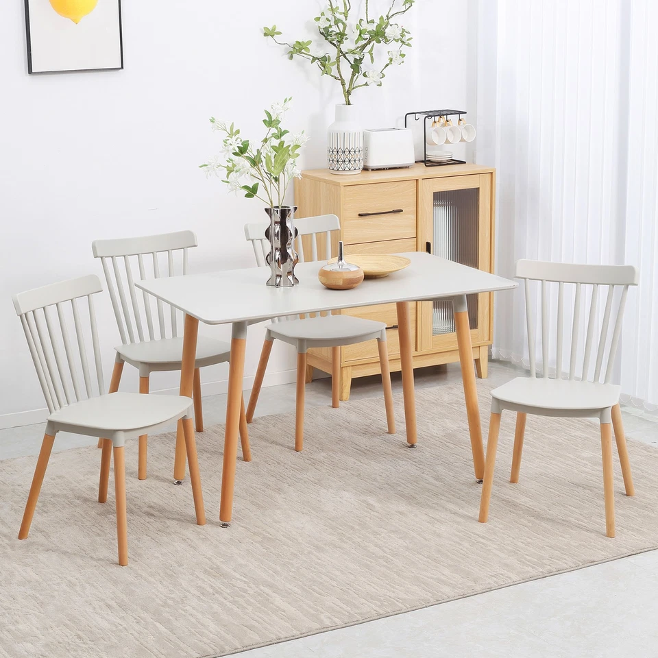 5 Piece Table and Chair Set Space Saving Dining Furniture with Wood Leg Design - Image 1 of 4