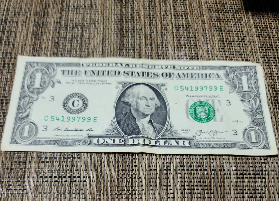 2013 Real Birthday Note. One Dollar Bill 1997 /9/9 Fancy Serial Number - Image 1 of 2