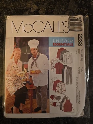 McCalls 2233 HALLOWEEN Chef Uniform COSTUME Shirt Apron Jacket Hat Pant 42 44 LG - Image 1 of 2