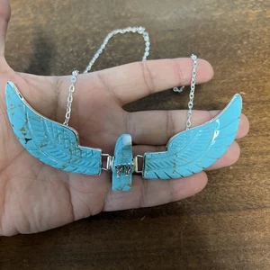 Collar Águila Voladora Navajo Nativa Turquesa Ben Livingston XL 5 1/2" Zuni #B - Imagen 1 de 17