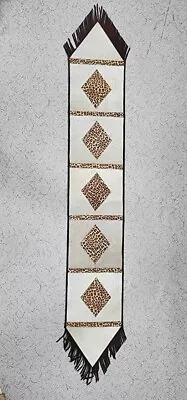 MOUSM Real Cow Hide Leather Embroidered Table Runner 72 inches - Image 1 of 3