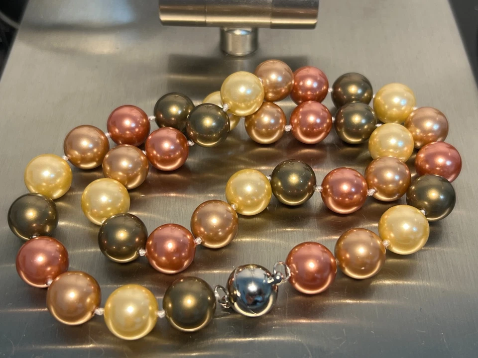 Muschelkernperlen Collier Kette Südsee farben Länge 51 cm ! Perlen ca  12 mm ! - Bild 1 von 1