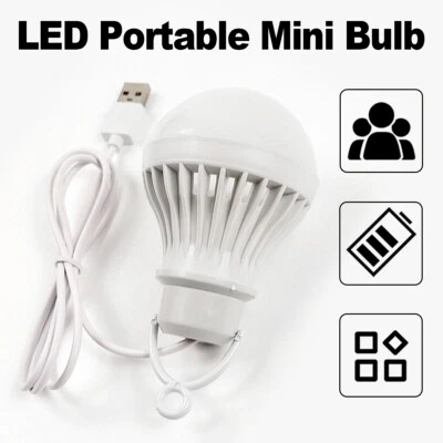 Usb Led Camping Lamp 3w 5w 7w 9w 12w With 1.2m Clip Line Milky Pc Cover 5v Light - Image 1 of 4