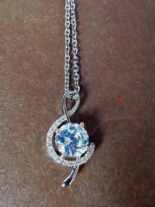 Anhänger m. Kette,Musik-Note, glitzernder Zirkonia gefasst in 925er Silberfilled - Bild 1 von 5