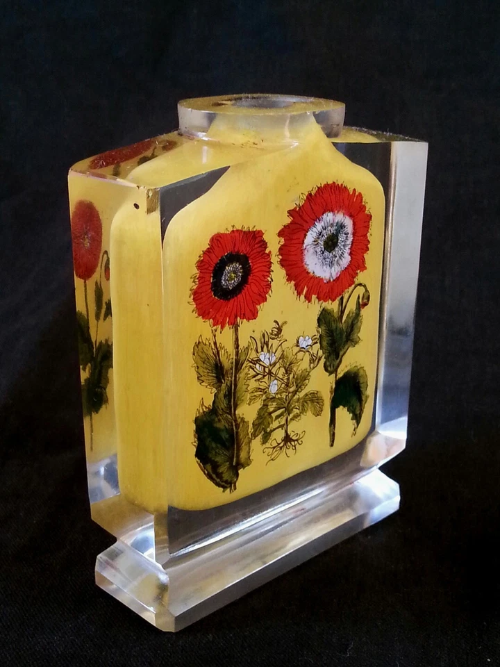 Botella de tabaco pintada interior naranja chino vintage Foto 1 de 4