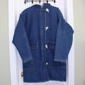 Vintage denim sherpa toggle button fall winter coat jacket - Picture 1 of 12