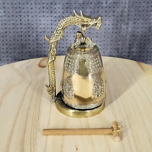 Vintage Chinese Brass Dragon Tibetan Buddhist Prayer Bell - Picture 1 of 8