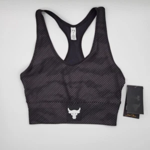 Under Armour 1371369 Women's Project Rock HeatGear Sports Bra Blk/Grey Stripe SM - Picture 1 of 6