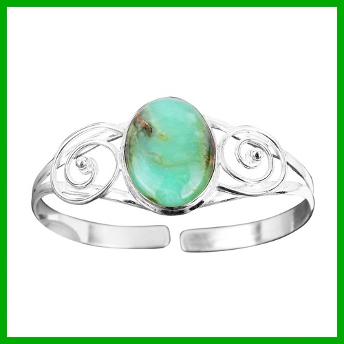 VALENTINO Bracciale Boho Argento 925 Ovale Crisoprasio Naturale Regalo Matrimonio Anniversario Gioielli