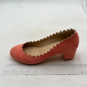 FSJ Women Chunky Block Mid Low Heel Pumps Slip-on Round Toe Dress Shoe Pink - Picture 1 of 7