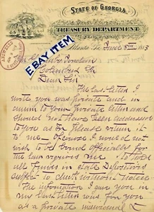 1883 MEMBRETE Atlanta Georgia Departamento del Tesoro D.H. GREER JP Harrison Litografía - Imagen 1 de 2