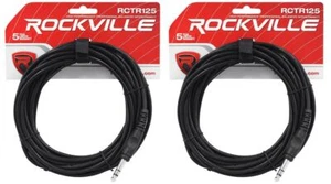 2 Rockville RCTR125B 25' 1/4'' TRS to 1/4'' TRS Cable, Black, 100% Copper - Picture 1 of 2