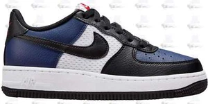 Kids Nike Air Force 1 GS Low Navy White Black Red HJ9201-400 Shoe Trainer - Picture 1 of 5