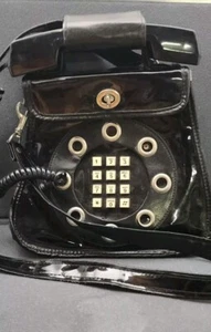 Black Patent Leather Telephone Handbag, Dallas Handbags, c. 1970s Vintage Works! - Picture 1 of 12