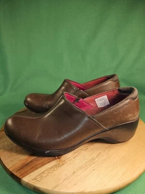 Merrell ANGELIC Slip-Ons Womens Size 8 Brown Leather Split-Toe Moc Loafer Clog - Image 1 of 4