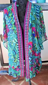 Taking Shape Kimono Womens Cover Up Tropical with Beads - fits all sizes - Picture 1 of 10
