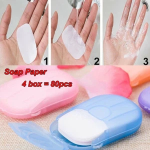 80 -160pcs Foaming Soap Flakes Washing Hand Paper Slice Sheets Travel Portable - Picture 1 of 12