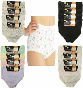 1-12 100% Cotton Womens Ladies Briefs Maxi Full Comfort Fit Underwear Size 10-24 - Picture 1 of 5