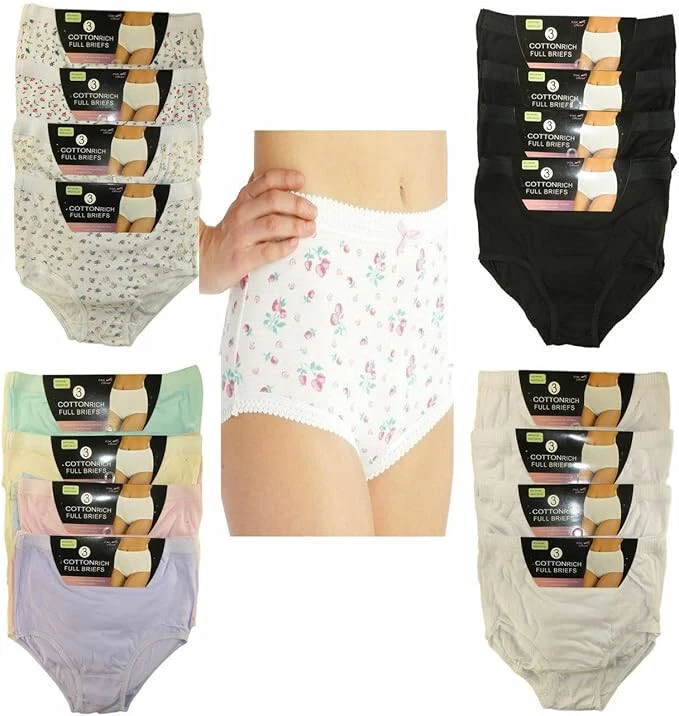1-12 100% Algodón Mujeres Damas Calzoncillos Maxi Calce Completo Cómodo Ropa Interior Talla 10-24 Foto 1 de 1
