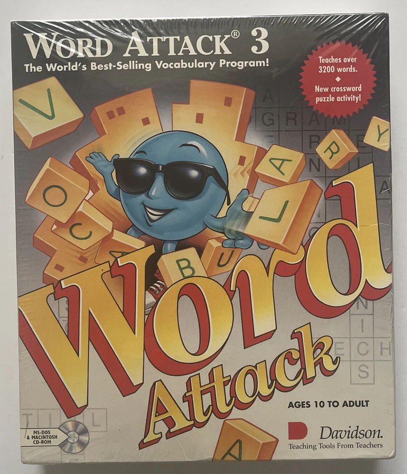Vintage Word Attack 3 Vocabulary Program PC Big Box Game MS-DOS & CD-Rom 1993 - Image 1 of 2