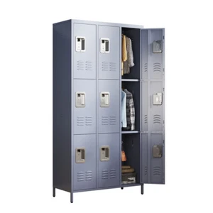 9-Door 72"H Metal Lockers with Lock - Gray Storage for Gym, Office, School - Picture 1 of 19