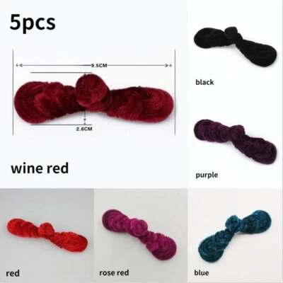 5PCS Chinese Velvet Frog Fasteners Closure Button Knots Ethnic DIY Accessory - Image 1 of 4