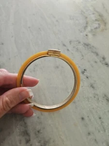 Vintage Bakelite Bangle Bracelet Butterscotch And Gold Tone Art Deco Style - Picture 1 of 13
