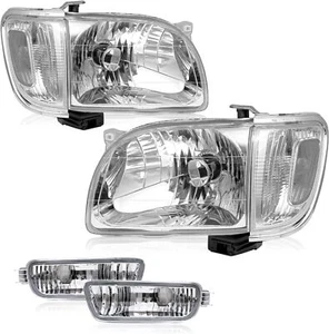 for 2001-2004 Toyota Tacoma Headlights Chrome Housing Clear Lens 6-pieces Set - Picture 1 of 7