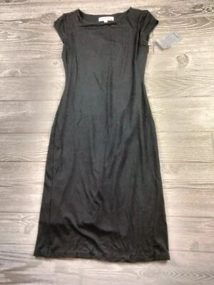 NWT NORDSTROM VELVET TORCH CAPPED SLEEVED MIDI BODYCON DRESS BLACK SIZE S - Image 1 of 4