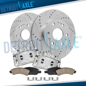 Front Drilled Rotors Brake Calipers & Pads for Chevy Tahoe Silverado Sierra 1500 - Picture 1 of 7