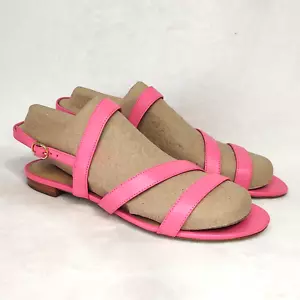 Sandalias planas de cuero con tiras Talbots talla 8 M rosa intenso Barbie núcleo patio fiesta - Imagen 1 de 9